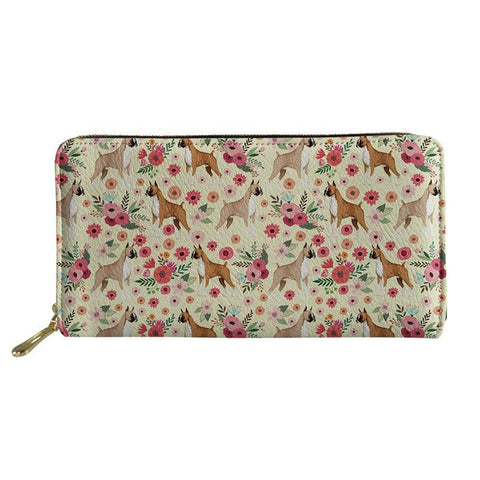 Women's Long Floral Dog Printed Pu Wallet - Thrive Treasure