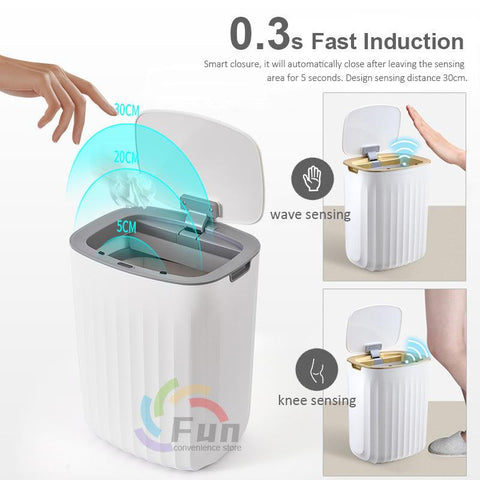 Smart Trash Can With Lid For Bedroom And Living Room Kitchen Storage Box Trash Can Induction Small Car Box Automatic Smart Dustbin Smart Trash Bin - Thrive Treasure