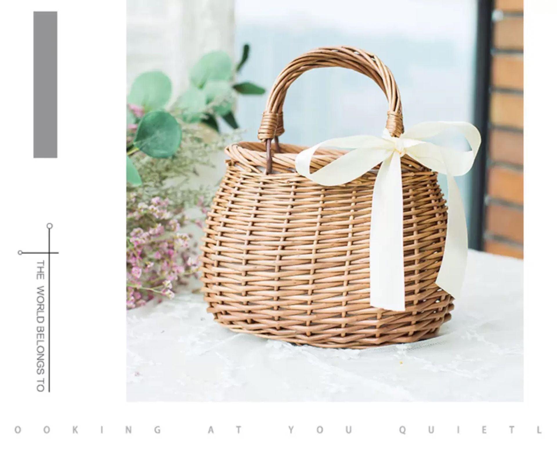 Women's Fashion Rattan Basket Handbag - Thrive Treasure