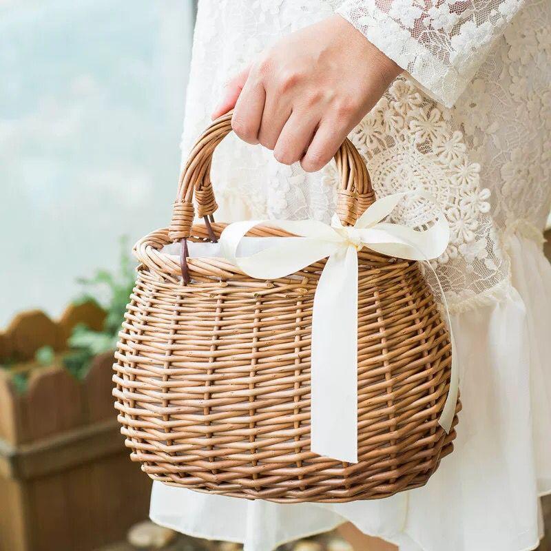 Women's Fashion Rattan Basket Handbag - Thrive Treasure