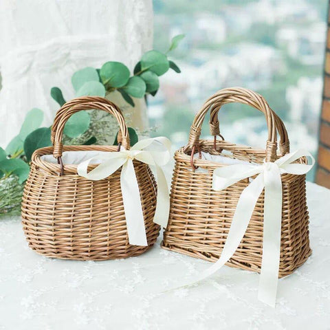 Women's Fashion Rattan Basket Handbag - Thrive Treasure