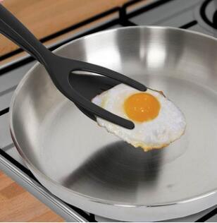 2 In 1 Grip And Flip Tongs Egg Spatula Tongs Clamp Pancake Fried Egg French Toast Omelet Overturned Kitchen Accessories - Thrive Treasure