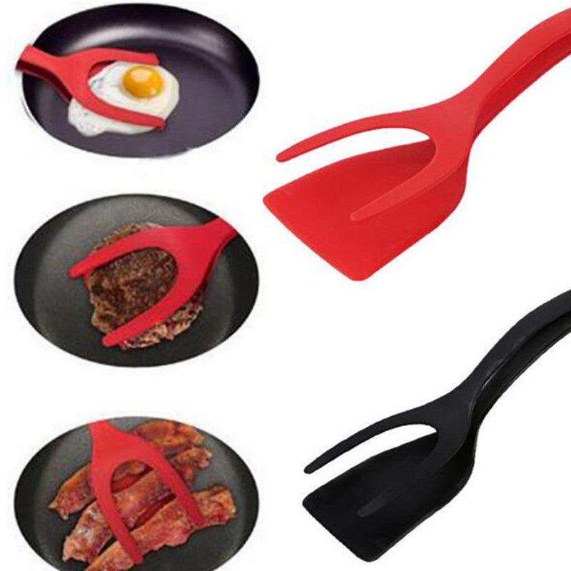 2 In 1 Grip And Flip Tongs Egg Spatula Tongs Clamp Pancake Fried Egg French Toast Omelet Overturned Kitchen Accessories - Thrive Treasure