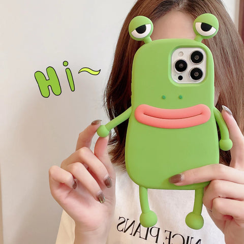 Funny Silicone 3D Frog Phone Case For IPhone 14 13 11 12 Pro Max XS XR X 7 8 Plus SE Cartoon Cute Shockproof Bumper Cover - Thrive Treasure