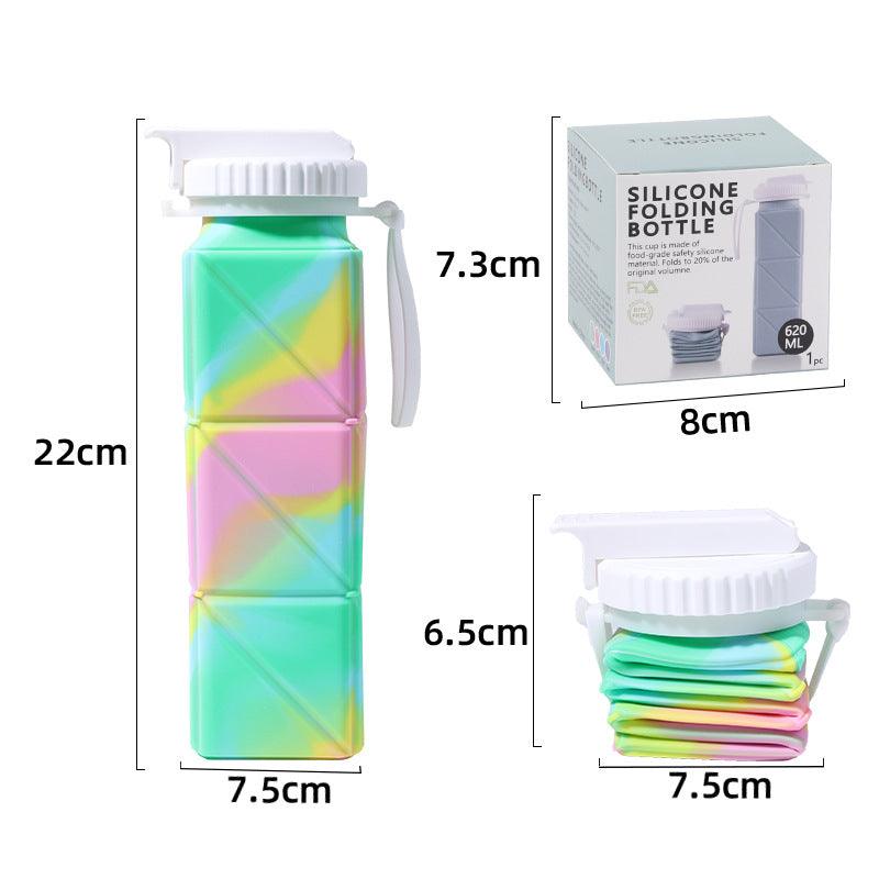 Foldable Water Bottle Sports Cup Portable Silicone Folding Cups Food Grade Cup Retractable Outdoor Travel Running Riding Camping - Thrive Treasure