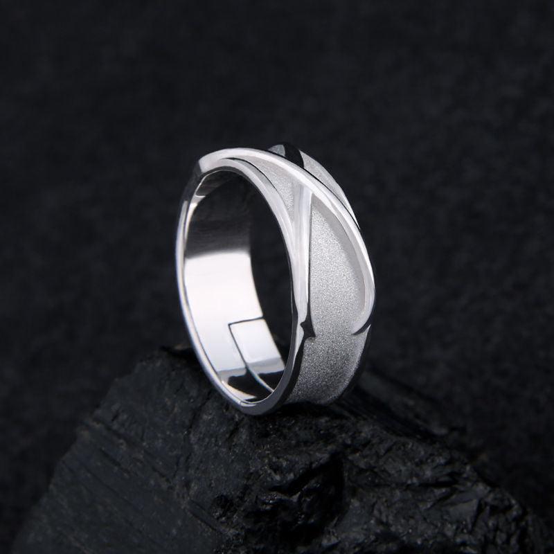 Time Ring 2-dimensional Simple Versatile Personality Opening Adjustable Men And Women Simple Bracelet Finger Ring Jewelry - Thrive Treasure