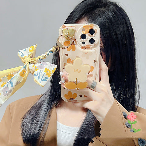 Autumn Leaves And Flowers With Bow Silk Scarf Phone Cases - Thrive Treasure