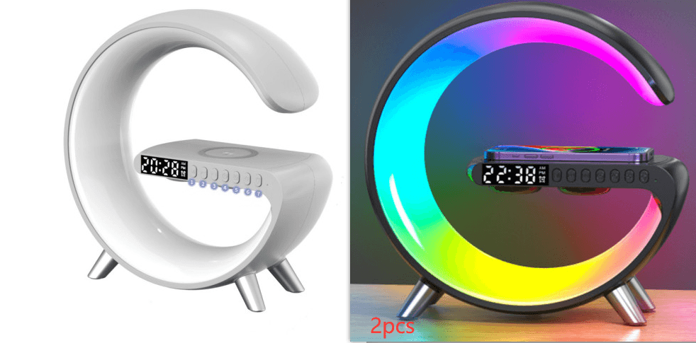 New Intelligent G Shaped LED Lamp Bluetooth Speake Wireless Charger Atmosphere Lamp App Control For Bedroom Home Decor - Thrive Treasure