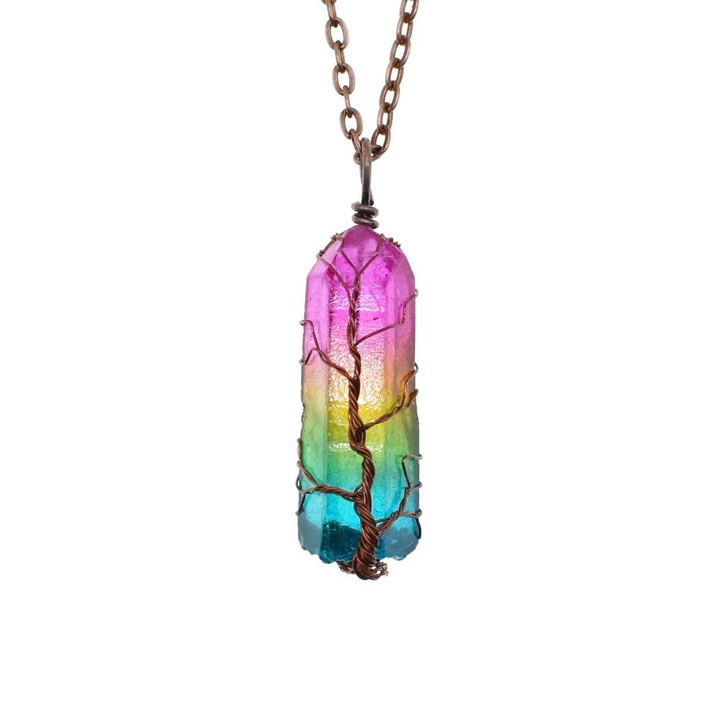 Hot Selling Stone Crystal Pillar Tree Of Life Pendant In Europe And America - Thrive Treasure