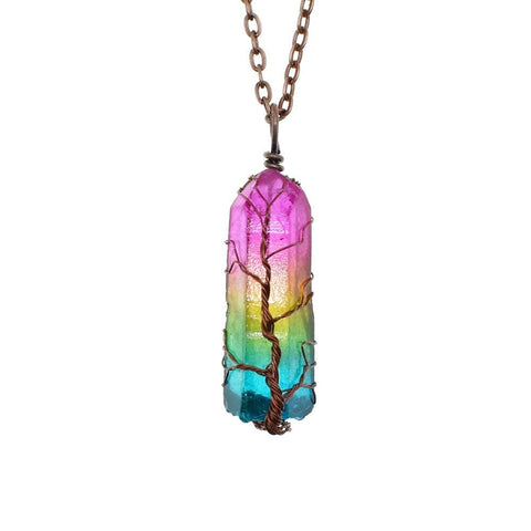 Hot Selling Stone Crystal Pillar Tree Of Life Pendant In Europe And America - Thrive Treasure