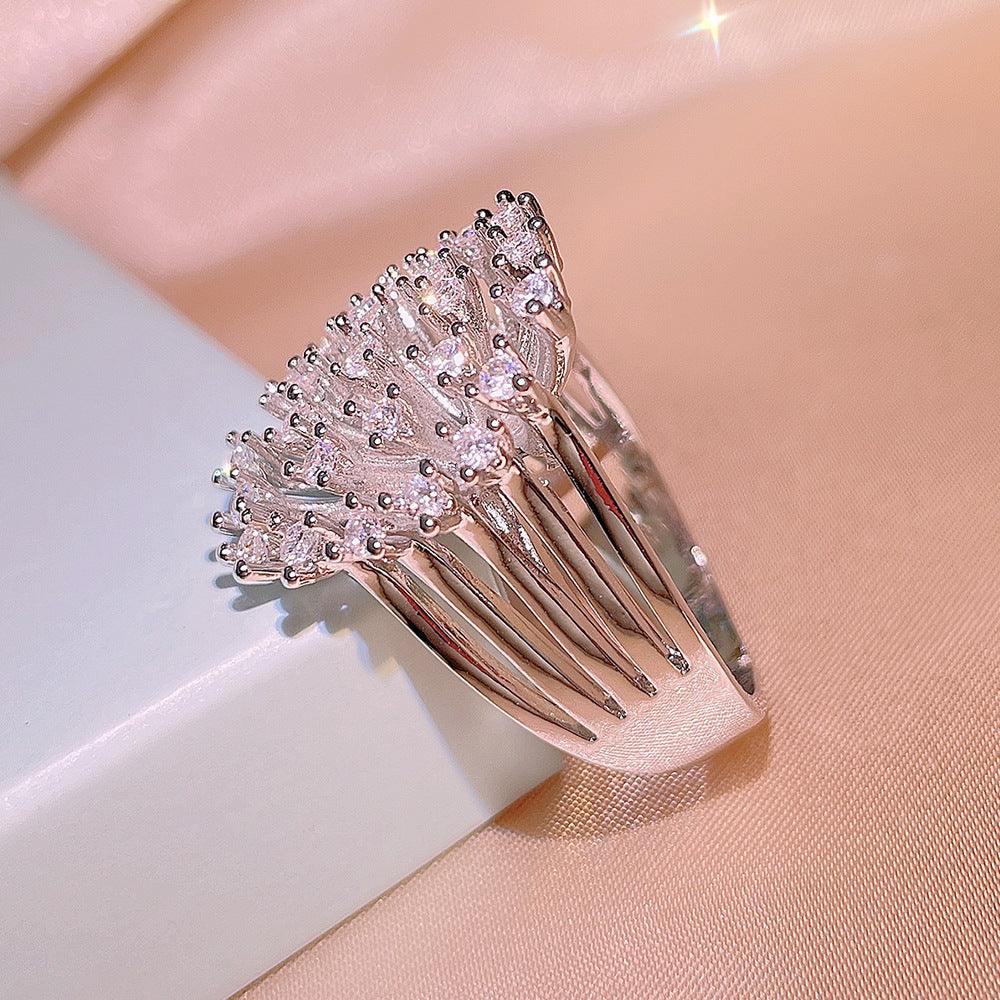 Special-interest Design Light Luxury Zircon Hollow Out Snowflake Ring Women Simple All Match Jewelry Women - Thrive Treasure