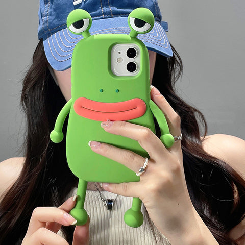 Funny Silicone 3D Frog Phone Case For IPhone 14 13 11 12 Pro Max XS XR X 7 8 Plus SE Cartoon Cute Shockproof Bumper Cover - Thrive Treasure