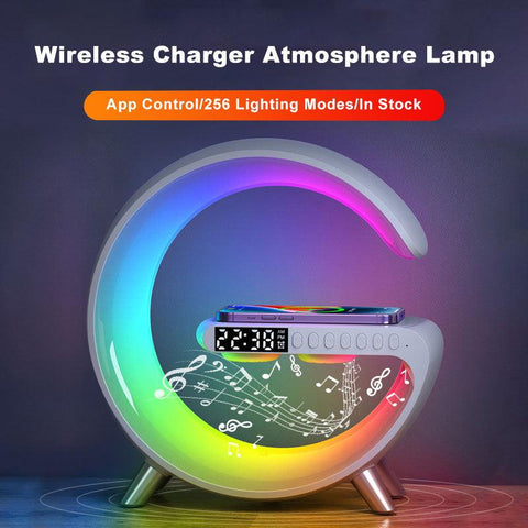 New Intelligent G Shaped LED Lamp Bluetooth Speake Wireless Charger Atmosphere Lamp App Control For Bedroom Home Decor - Thrive Treasure