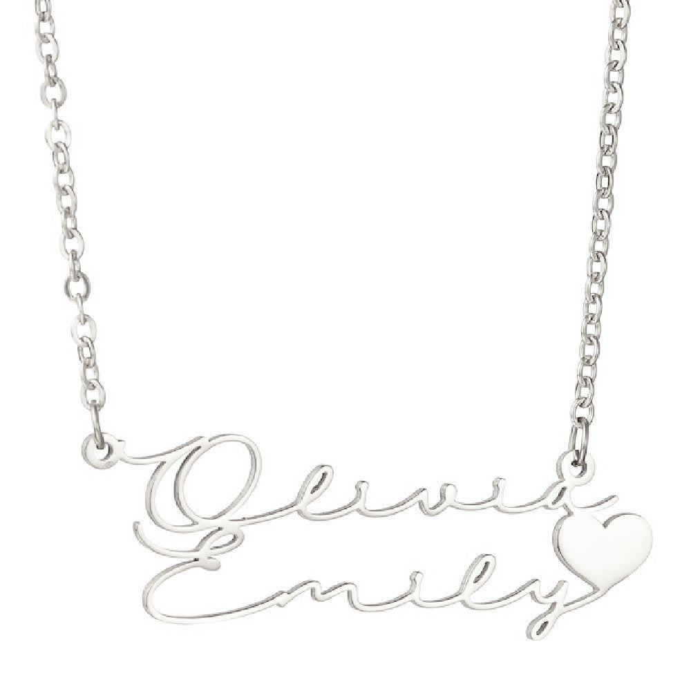 Stainless Steel English Double-layer Pendant Necklace - Thrive Treasure