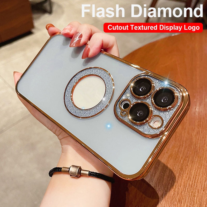 Electroplating Soft Diamond Ring Phone Case Drill Leakage Standard Mobile Phone Case Lens Film - Thrive Treasure