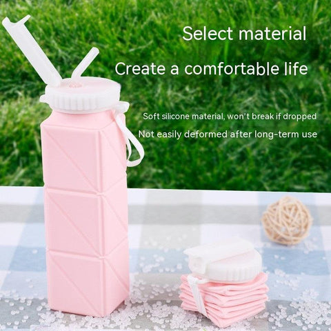 Foldable Water Bottle Sports Cup Portable Silicone Folding Cups Food Grade Cup Retractable Outdoor Travel Running Riding Camping - Thrive Treasure