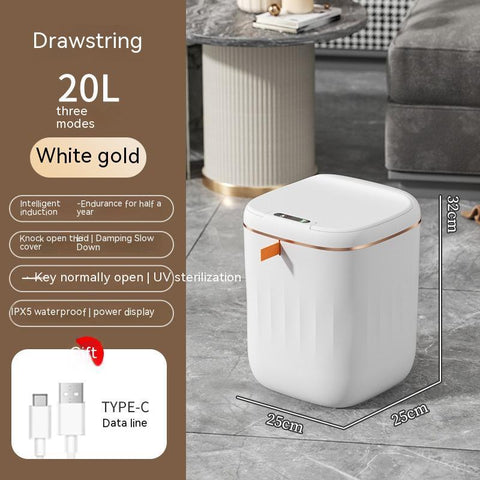 Smart Trash Can With Lid For Bedroom And Living Room Kitchen Storage Box Trash Can Induction Small Car Box Automatic Smart Dustbin Smart Trash Bin - Thrive Treasure