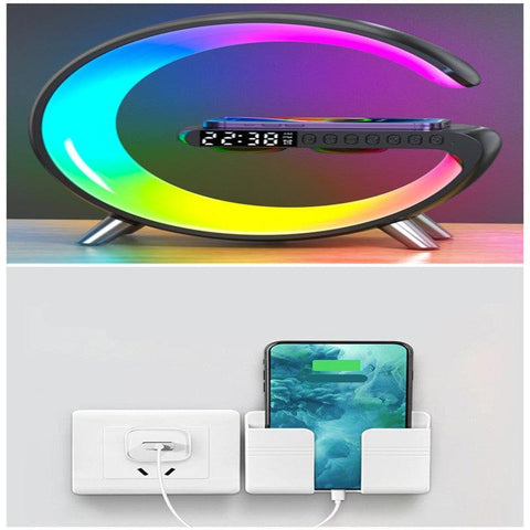 New Intelligent G Shaped LED Lamp Bluetooth Speake Wireless Charger Atmosphere Lamp App Control For Bedroom Home Decor - Thrive Treasure