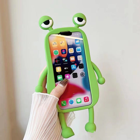 Funny Silicone 3D Frog Phone Case For IPhone 14 13 11 12 Pro Max XS XR X 7 8 Plus SE Cartoon Cute Shockproof Bumper Cover - Thrive Treasure