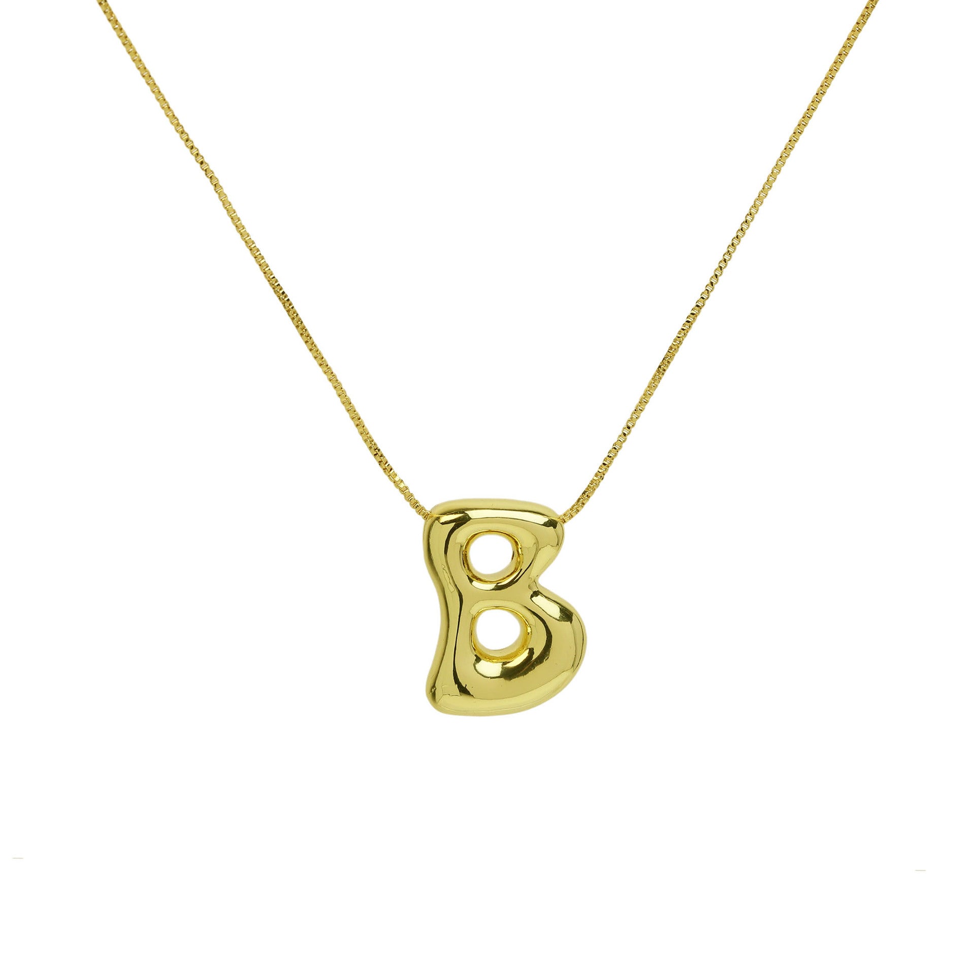 Brass Glossy Balloon English Letter Pendant Necklace - Thrive Treasure