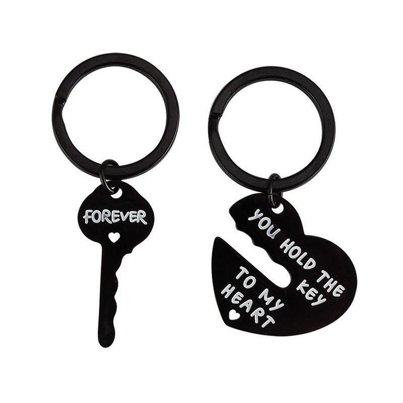 Creative Stainless Steel Lettering Keychain Heart-shaped - Thrive Treasure