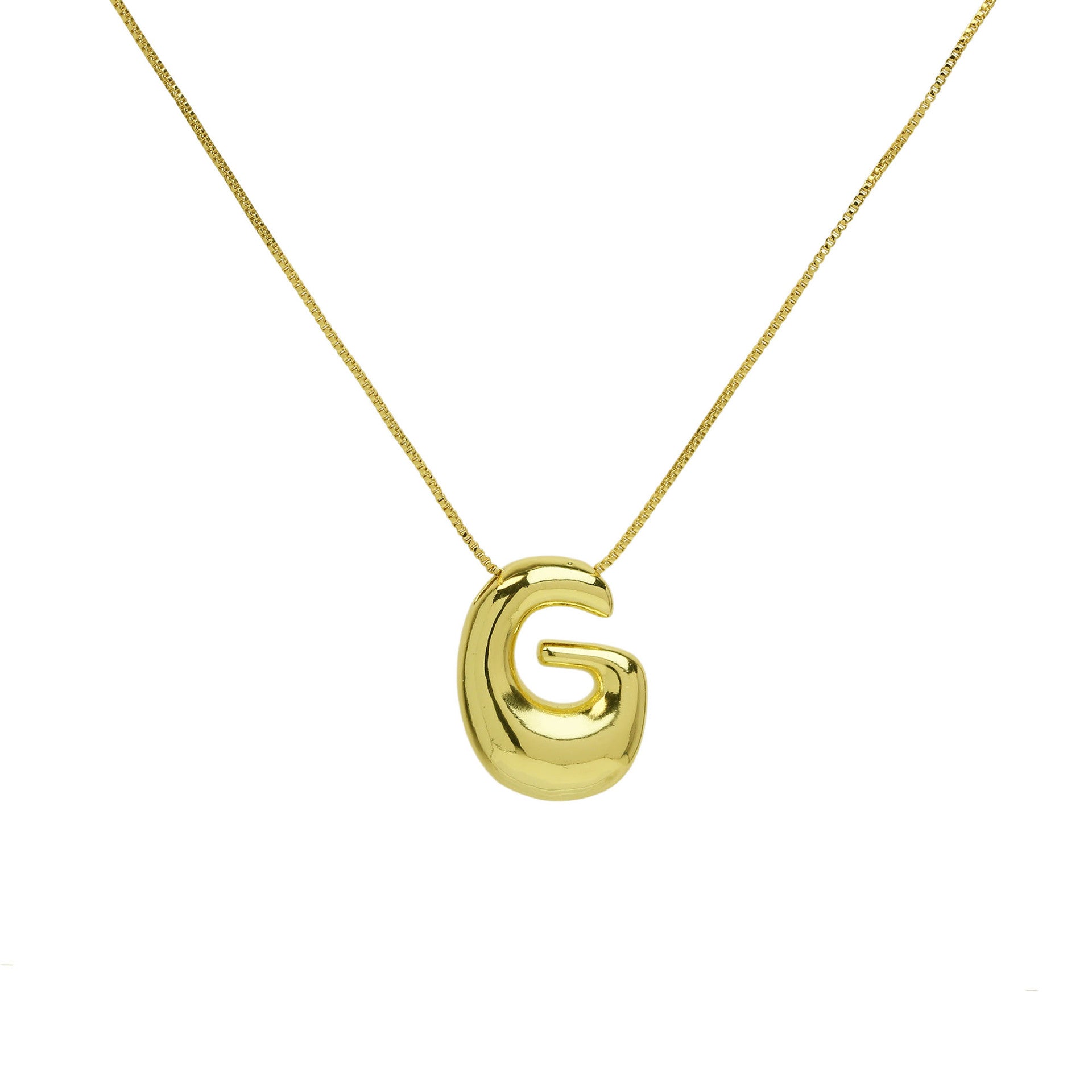 Brass Glossy Balloon English Letter Pendant Necklace - Thrive Treasure