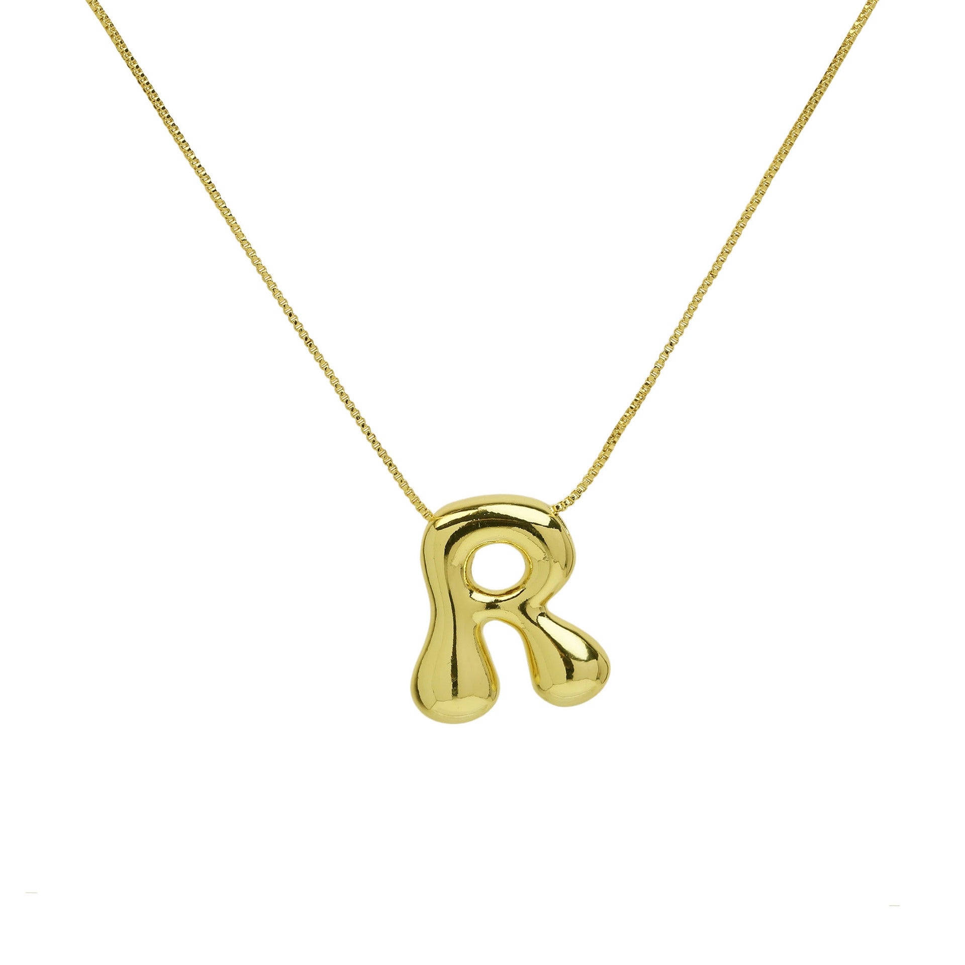 Brass Glossy Balloon English Letter Pendant Necklace - Thrive Treasure