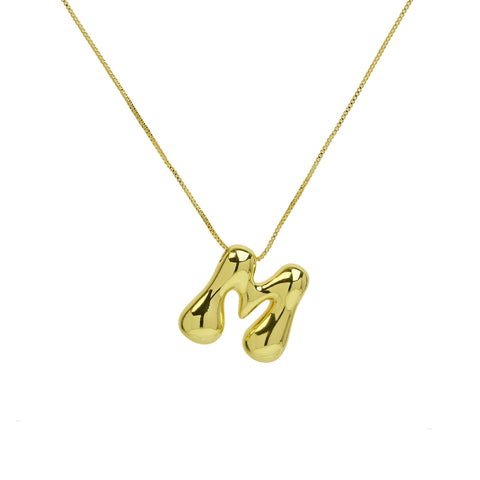 Brass Glossy Balloon English Letter Pendant Necklace - Thrive Treasure