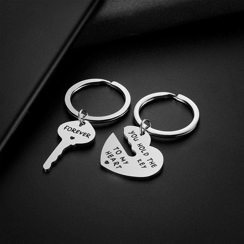 Creative Stainless Steel Lettering Keychain Heart-shaped - Thrive Treasure