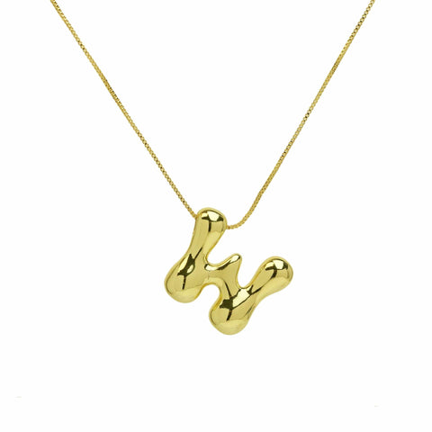 Brass Glossy Balloon English Letter Pendant Necklace - Thrive Treasure