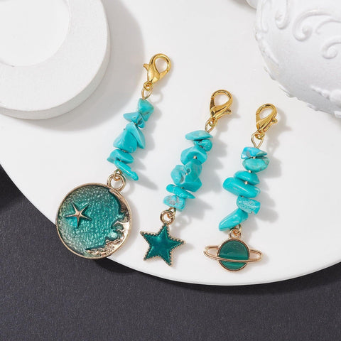 Irregular Blue Pine Gravel Alloy Dripping Pendant Ornaments Accessories - Thrive Treasure