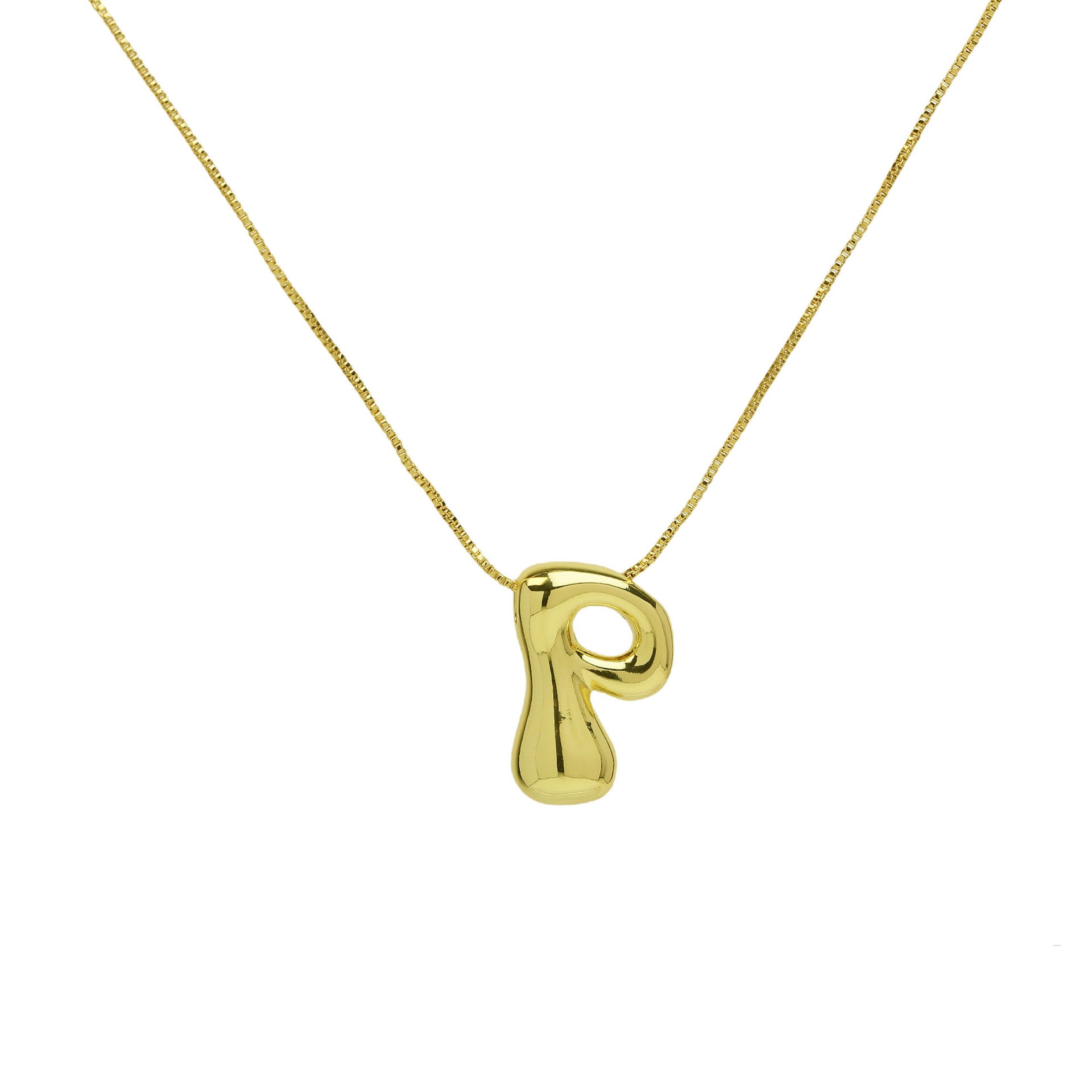 Brass Glossy Balloon English Letter Pendant Necklace - Thrive Treasure