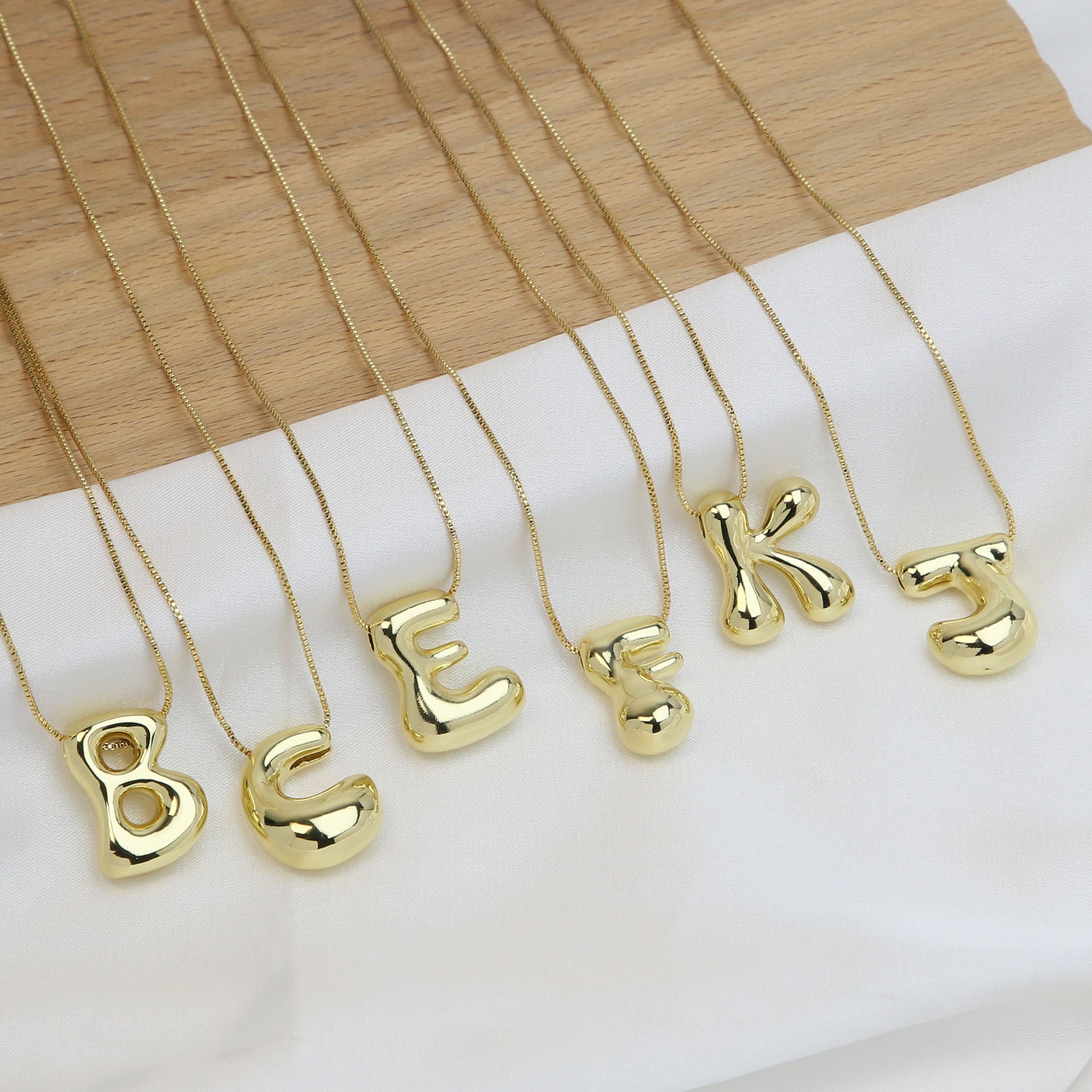 Brass Glossy Balloon English Letter Pendant Necklace - Thrive Treasure