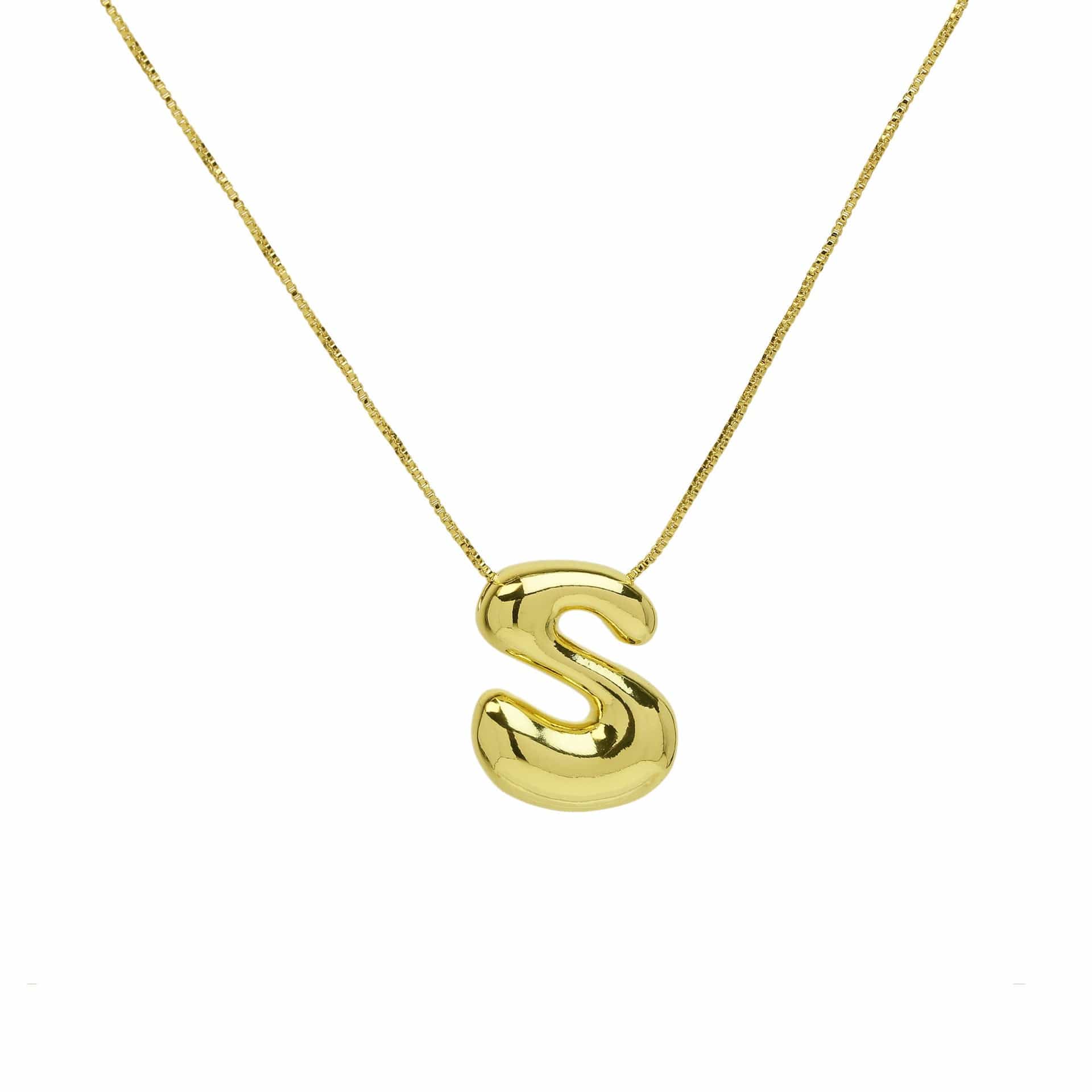 Brass Glossy Balloon English Letter Pendant Necklace - Thrive Treasure