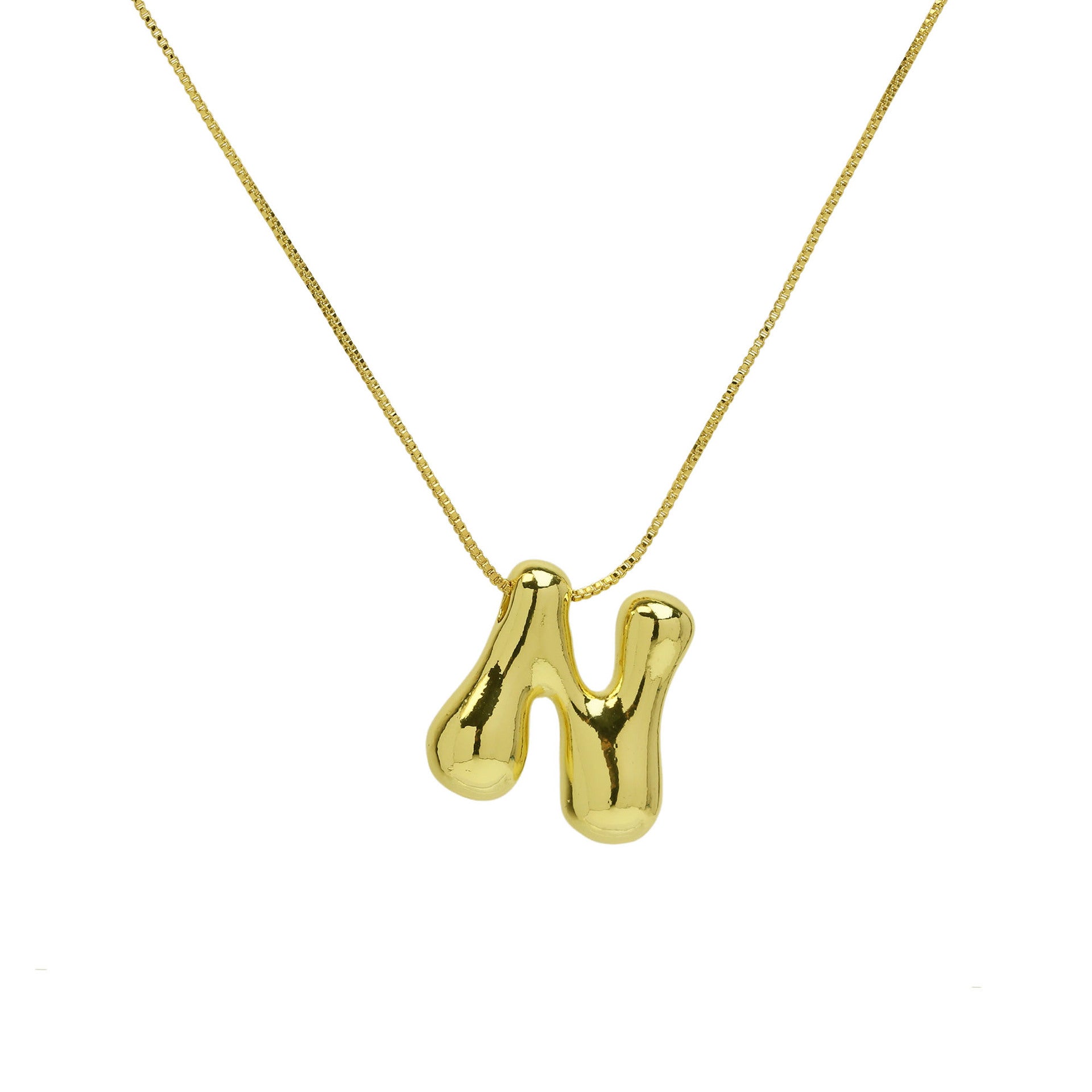 Brass Glossy Balloon English Letter Pendant Necklace - Thrive Treasure