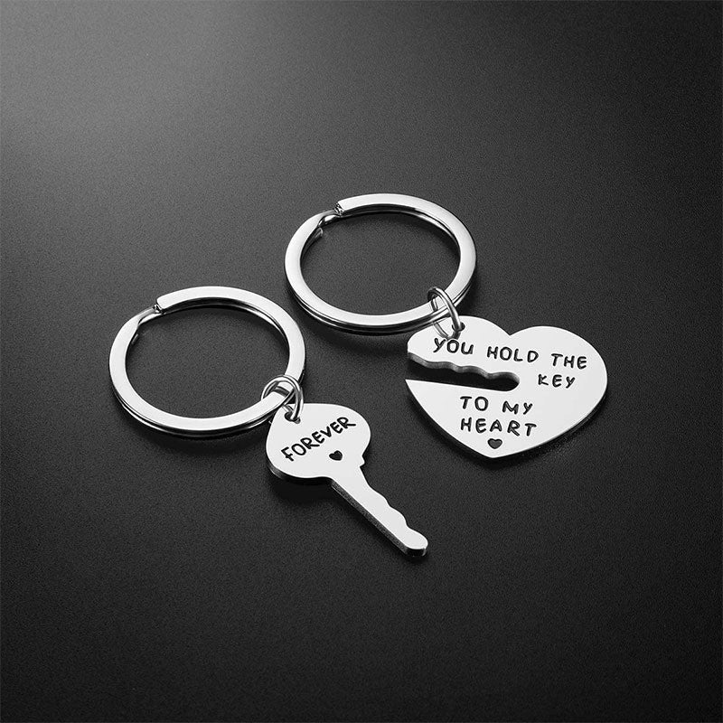 Creative Stainless Steel Lettering Keychain Heart-shaped - Thrive Treasure