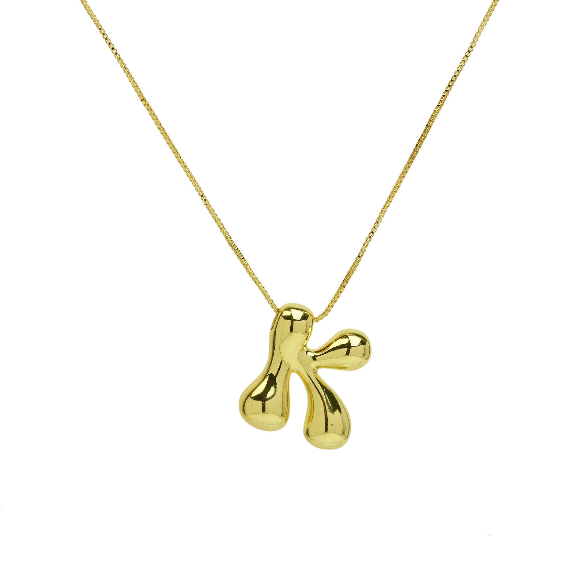 Brass Glossy Balloon English Letter Pendant Necklace - Thrive Treasure