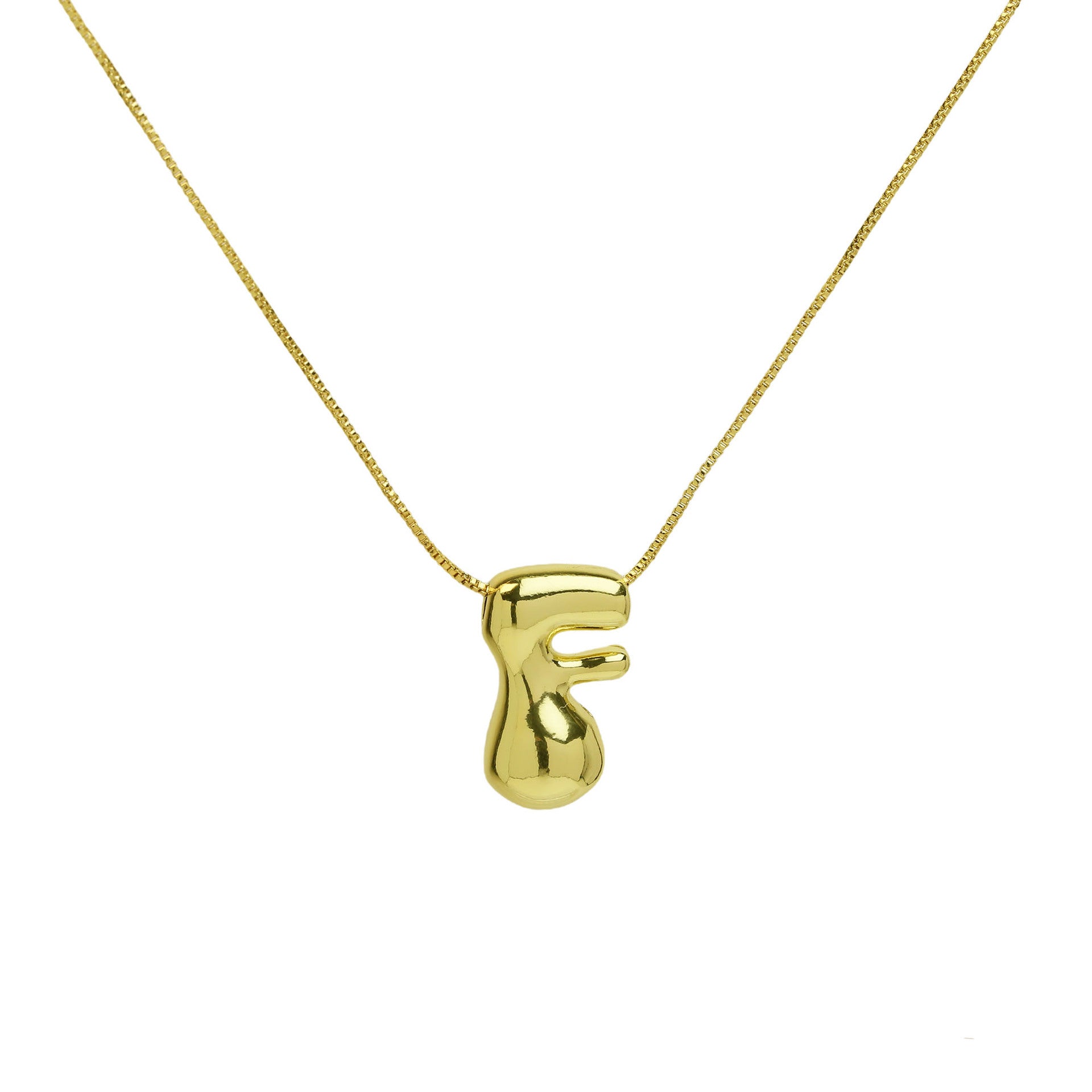 Brass Glossy Balloon English Letter Pendant Necklace - Thrive Treasure