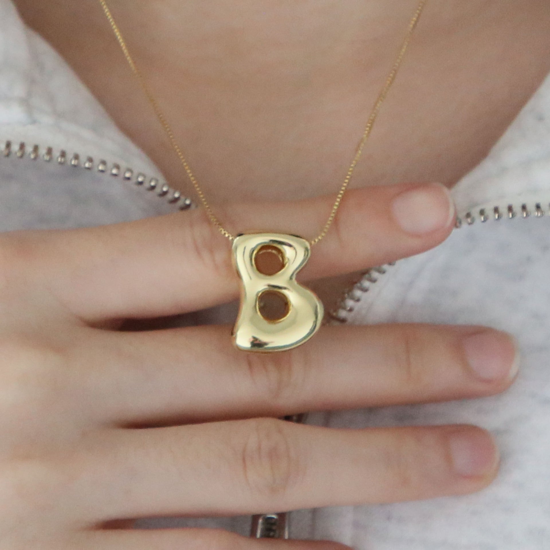 Brass Glossy Balloon English Letter Pendant Necklace - Thrive Treasure