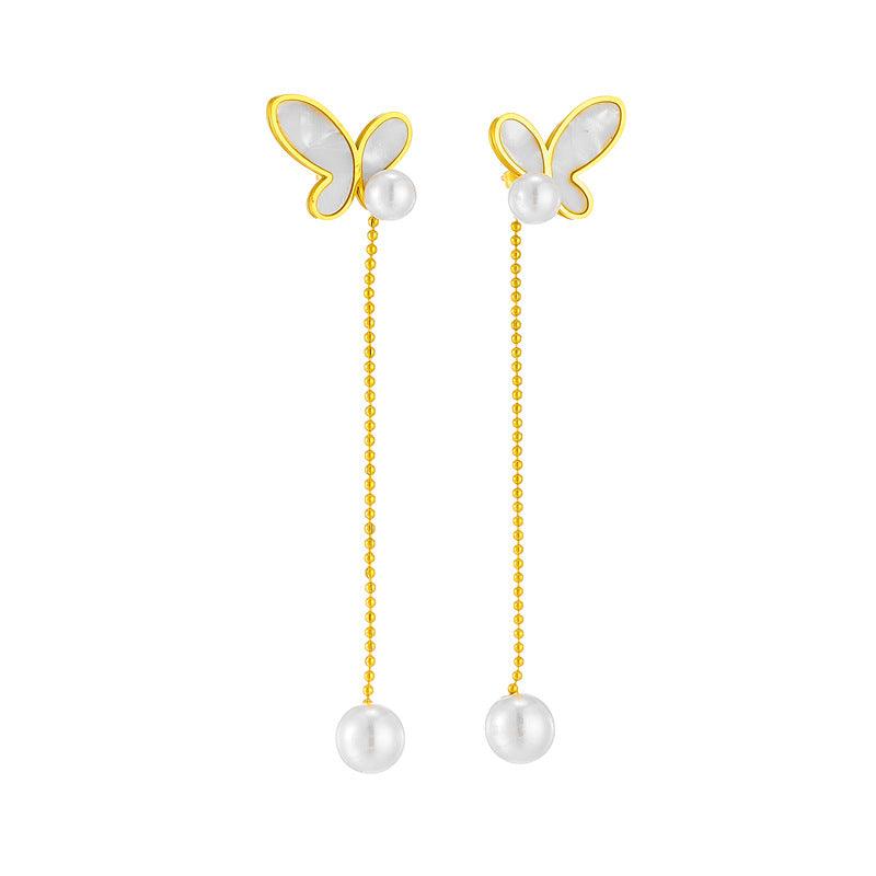 Asymmetric Butterfly Tassel Eardrops All-match Fashion Earrings - Thrive Treasure