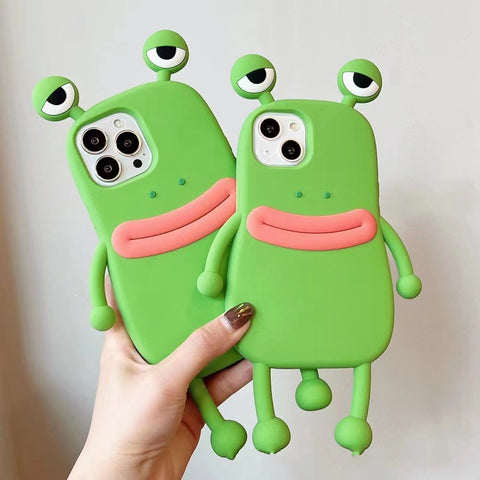 Funny Silicone 3D Frog Phone Case For IPhone 14 13 11 12 Pro Max XS XR X 7 8 Plus SE Cartoon Cute Shockproof Bumper Cover - Thrive Treasure