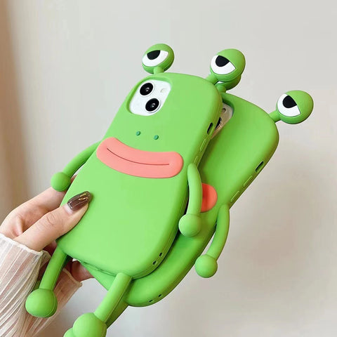 Funny Silicone 3D Frog Phone Case For IPhone 14 13 11 12 Pro Max XS XR X 7 8 Plus SE Cartoon Cute Shockproof Bumper Cover - Thrive Treasure