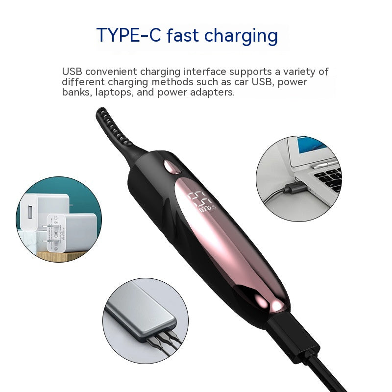 Reusable Electric Lash Curler USB Charging Heated Lash Curler Long Lasting Curl Eyelash Curling Heated Eyelash Curling Tool - Thrive Treasure