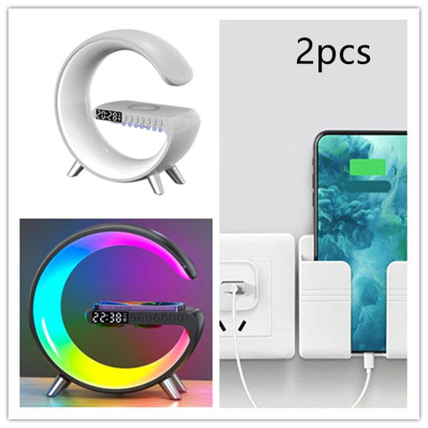 New Intelligent G Shaped LED Lamp Bluetooth Speake Wireless Charger Atmosphere Lamp App Control For Bedroom Home Decor - Thrive Treasure