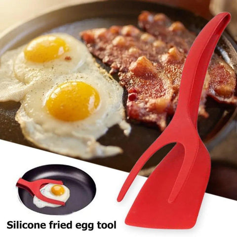 2 In 1 Grip And Flip Tongs Egg Spatula Tongs Clamp Pancake Fried Egg French Toast Omelet Overturned Kitchen Accessories - Thrive Treasure