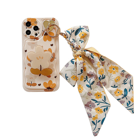 Autumn Leaves And Flowers With Bow Silk Scarf Phone Cases - Thrive Treasure