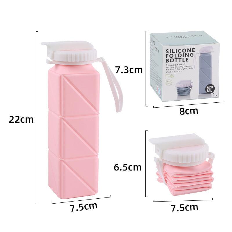 Foldable Water Bottle Sports Cup Portable Silicone Folding Cups Food Grade Cup Retractable Outdoor Travel Running Riding Camping - Thrive Treasure