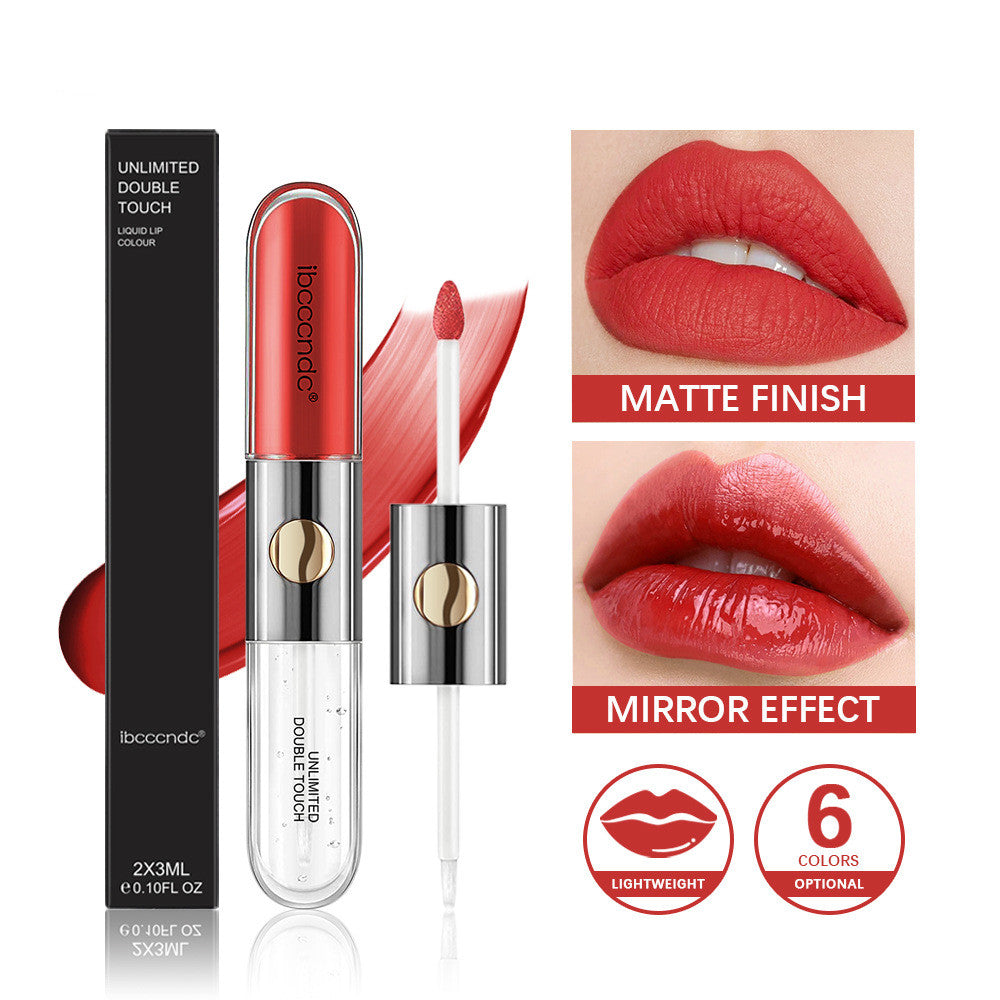 Double-headed Lip Lacquer Matte Waterproof Sweat-proof - Thrive Treasure